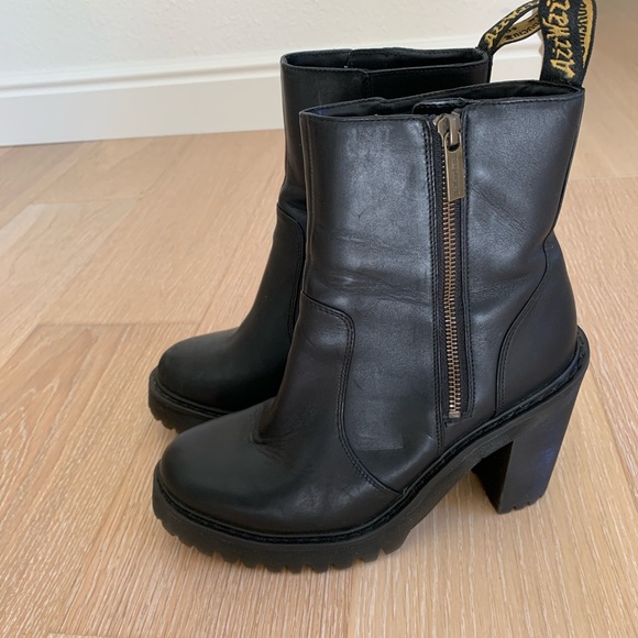 Rare Dr. Martens Magdalena II Platform Quad Heeled Boots Black Leather, 9 - Picture 5 of 10